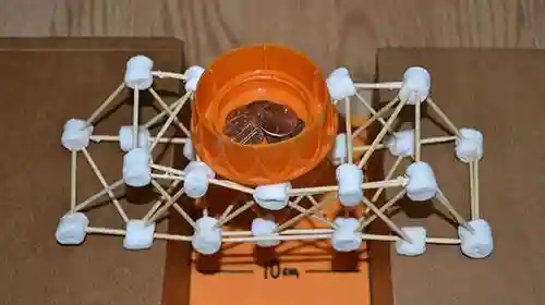 Birdge made from toothpicks and marshmallows