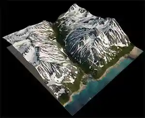 Computer generated model of a mountain