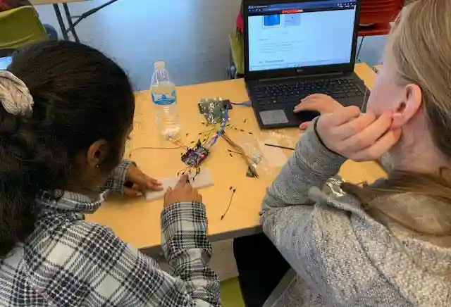 Girls working on an Arduino project
