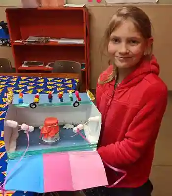 Girls posing with her smart house