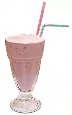 Strawberry milkshake with 2 flexible straws