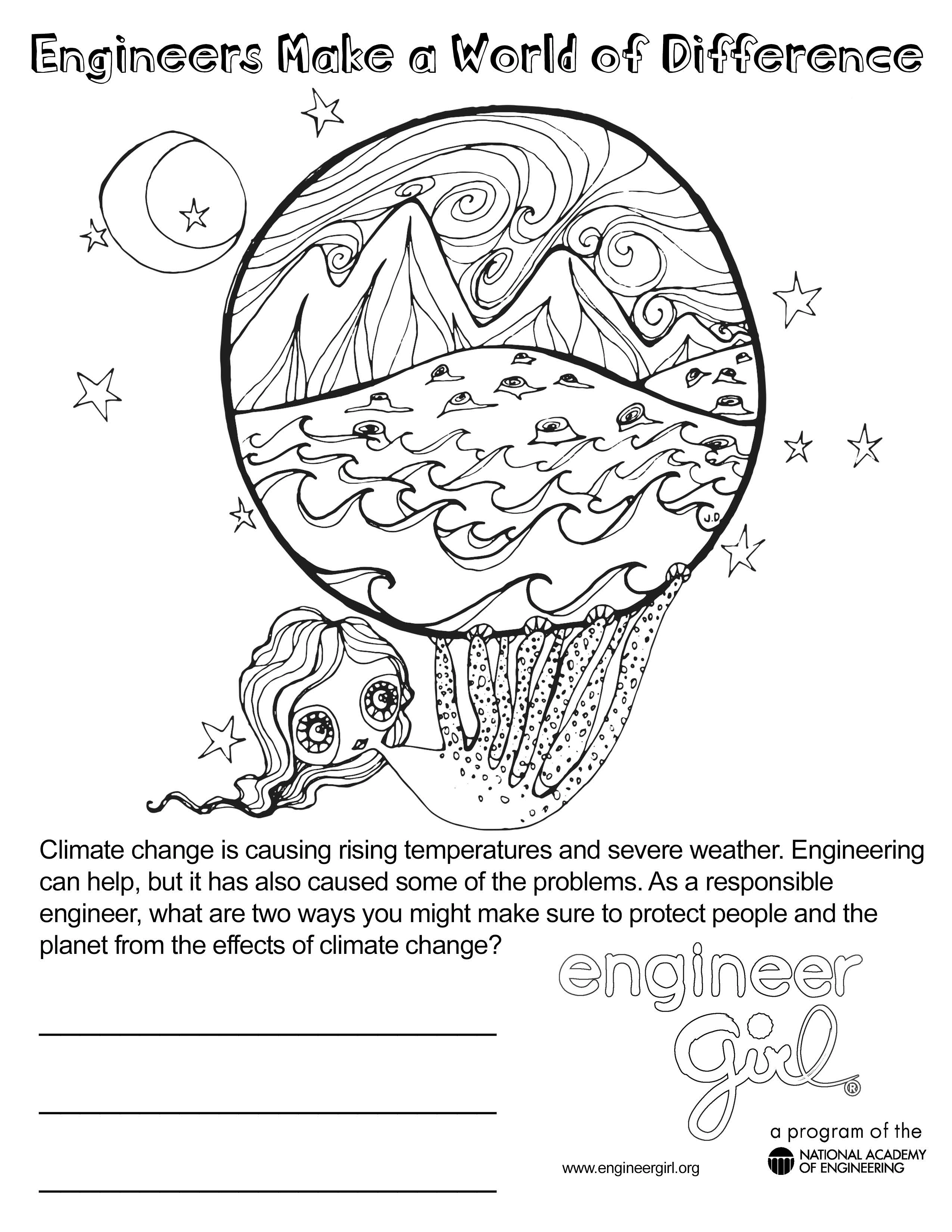 Climate Change Coloring Page image