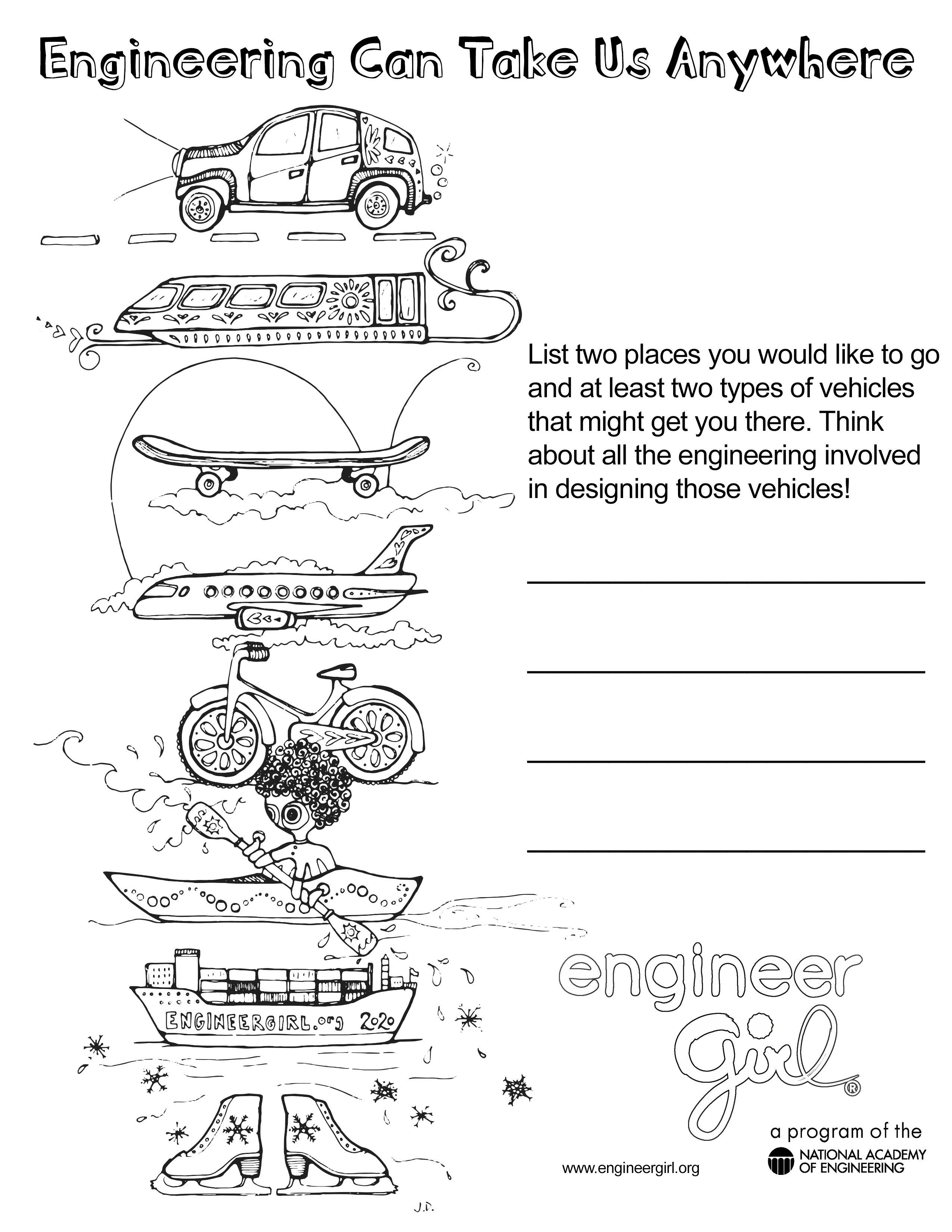 Transportation Coloring Page image