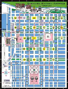 A map of Savannah, GA